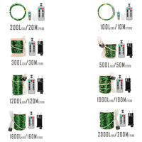 Guirlande fil vert – tous les formats de 10 à 200 m avec télécommande