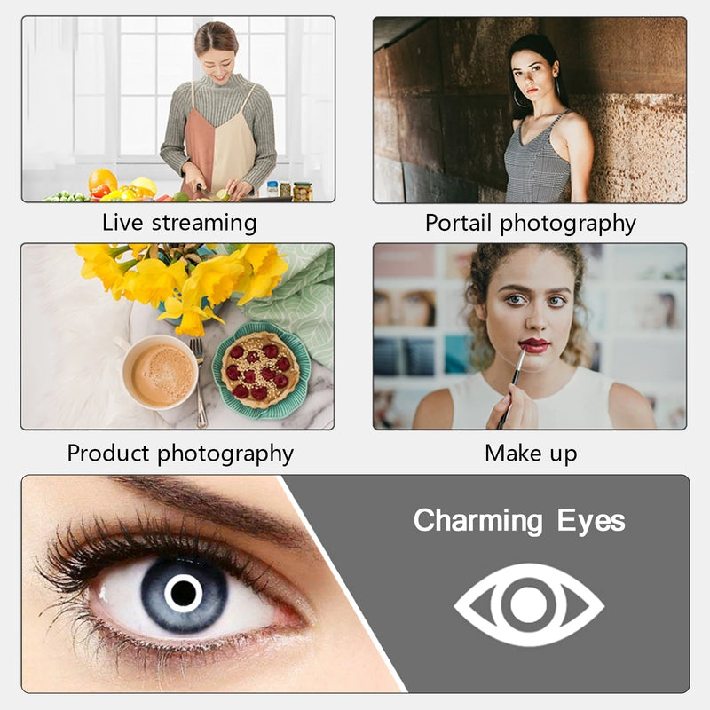 Ring light 26 ou 30 cm – exemples d'usage : live, portrait, photo de produit et maquillage