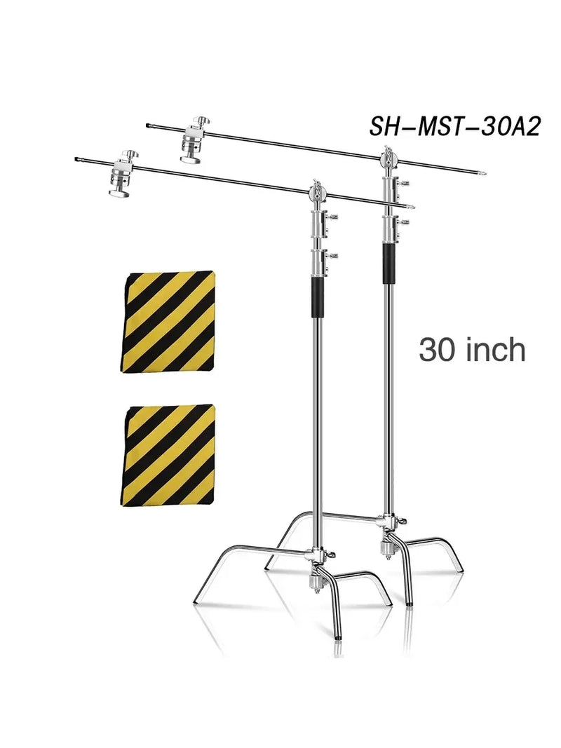 Pied C-stand inox 2,6 ou 3,3 m avec bras de déport