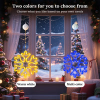 Flocon lumineux de fenêtre – flocon blanc chaud et flocon multicolore, deux versions au choix