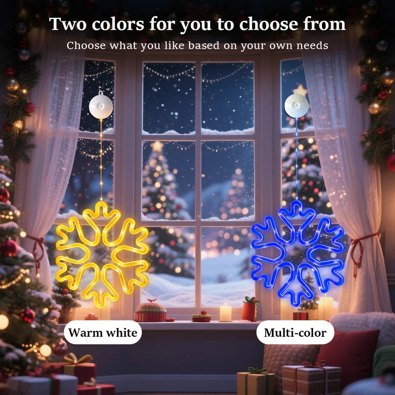 Flocon lumineux de fenêtre – flocon blanc chaud et flocon multicolore, deux versions au choix