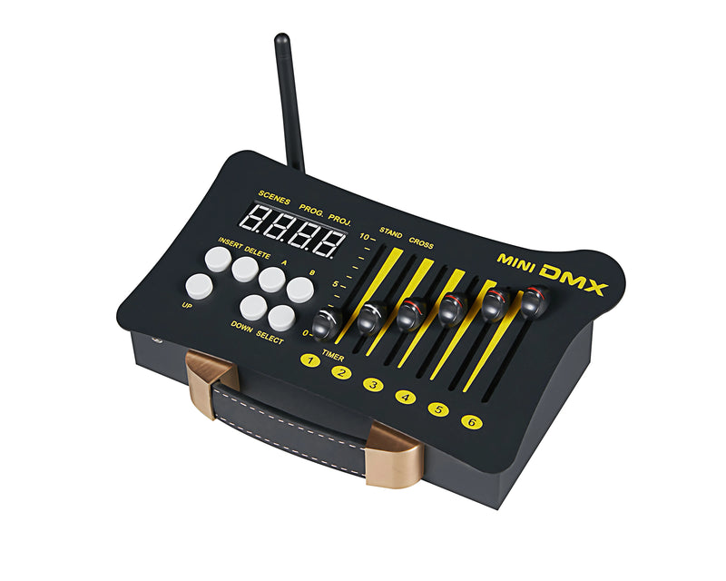 Console DMX mini 54 canaux sans fil, sur batterie, 6 curseurs