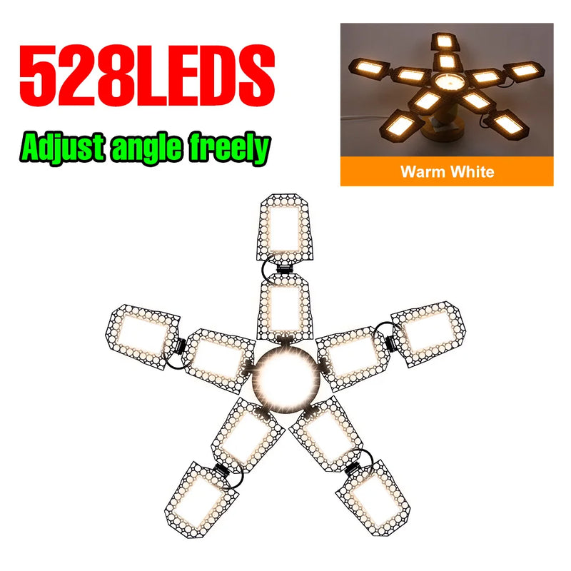 Ampoule LED de garage déformable 3 à 5 branches, culot E27/E26