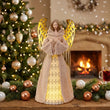 Figurine d'ange de Noël lumineuse de 55 cm, manteau en peluche et ailes dorées, à piles