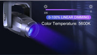 Lyre LED CMY 500 W – gradation linéaire de 0 à 100 % et 5 600 K