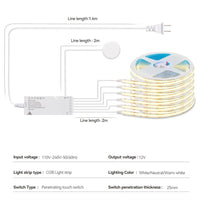 Ruban LED sous meuble à variateur tactile – ruban avec connecteur et interrupteur tactile