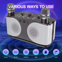 Enceinte karaoké à effets de voix – connecteurs : marche-arrêt, USB, carte TF et AUX