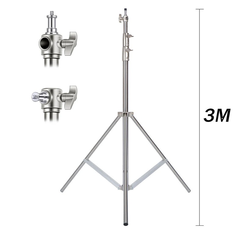 Trépied lumière 3 m – trépied argenté de 3 m avec détails de la tête