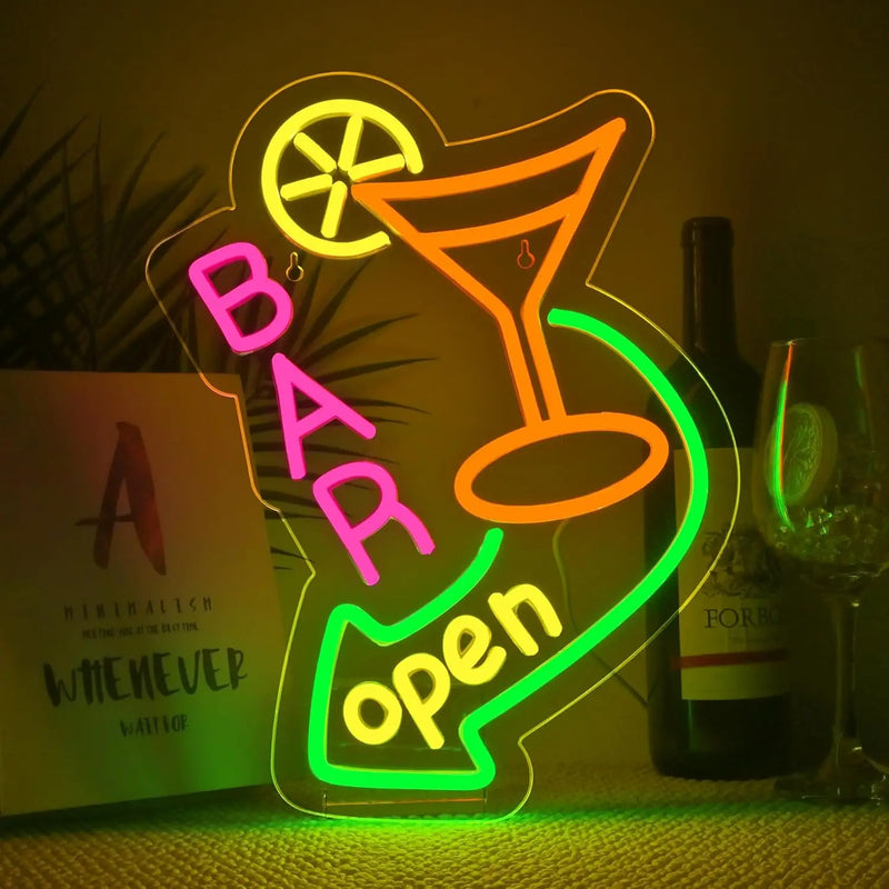 Néon bar LED « Bar Open » à suspendre, USB, 10 modèles