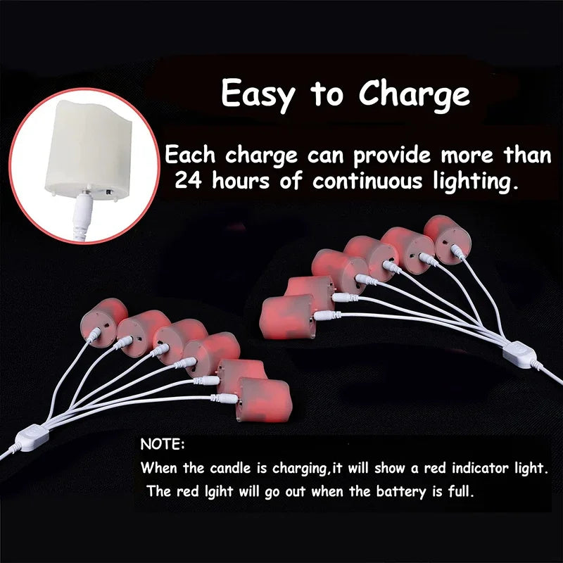 Bougies LED rechargeables à télécommande et minuterie, lot de 6 à 18