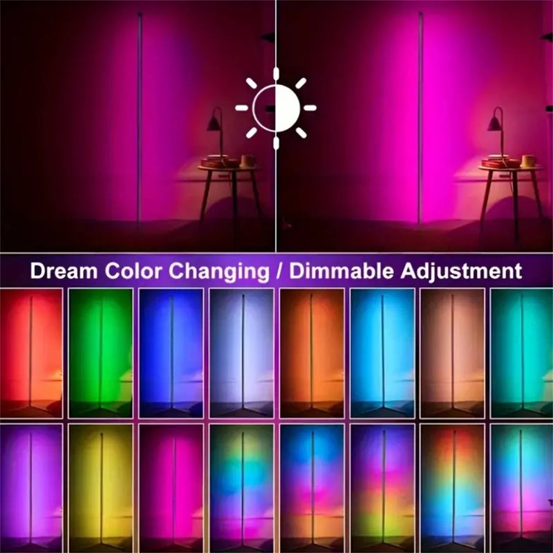 Lampadaire LED d'angle RGB 40 ou 150 cm, télécommande, application, musique