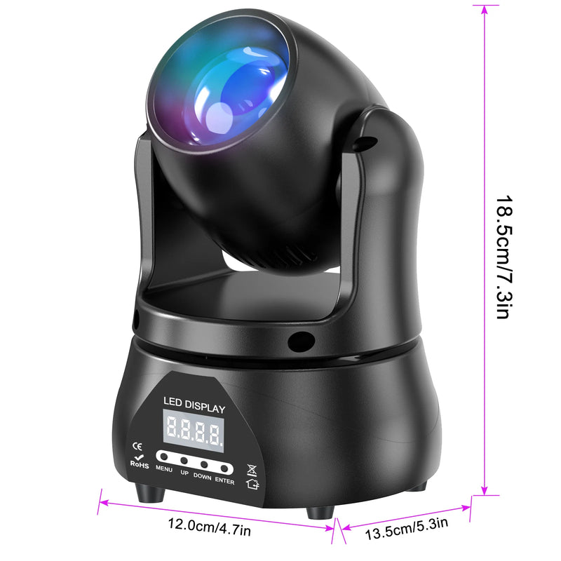 Mini lyre beam LED RGBW 20 W, faisceau de 3°, DMX 13 canaux, à l'unité ou par 2