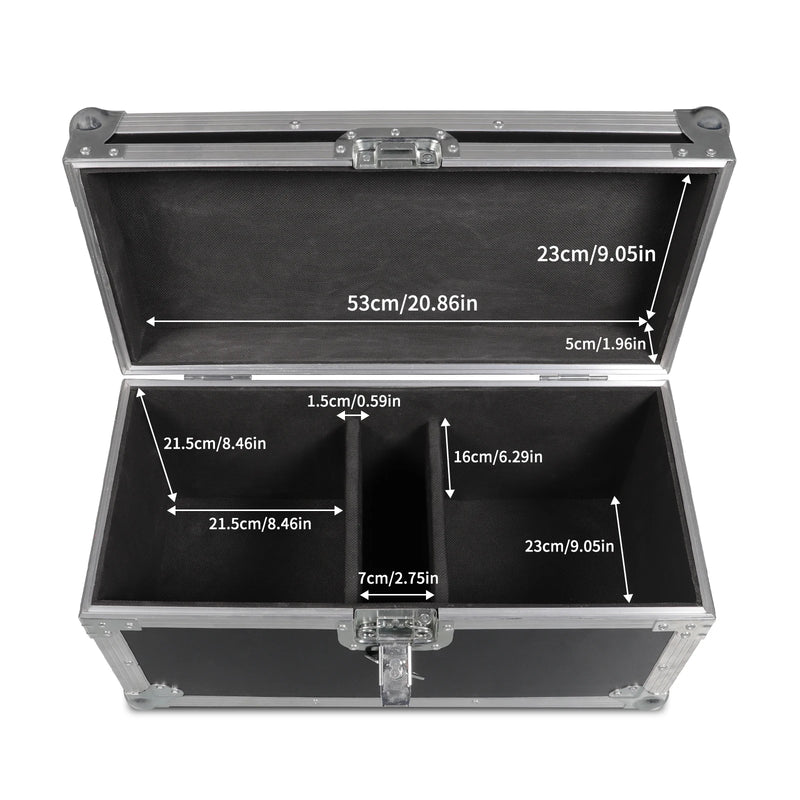 Flight case à roulettes pour 2 machines à étincelles froides, 57 x 28 x 30,5 cm