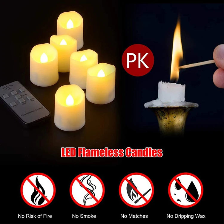 Bougies LED rechargeables à télécommande et minuterie, lot de 6 à 18