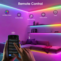 Ruban LED RGBIC COB connecté Wi-Fi – télécommande, scènes, rythme musical, commande vocale et minuterie