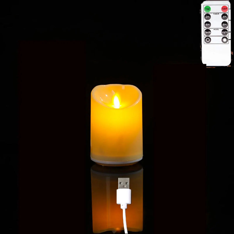 Bougies LED à mèche mobile – bougie de 10 cm avec télécommande et câble USB