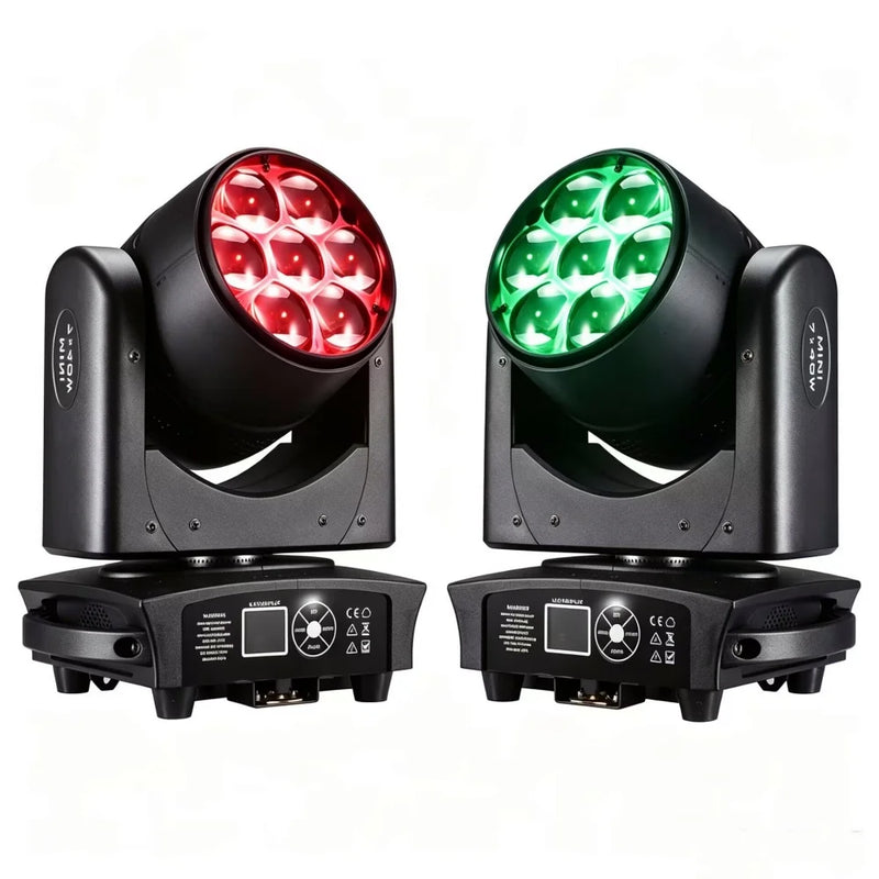 Lot de 2 lyres LED zoom 7 x 40 W RGBW, avec ou sans flight case, DMX