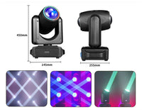 Mini lyre LED beam 180 W – dimensions 45 x 14,5 x 25,5 cm et exemples d'effets