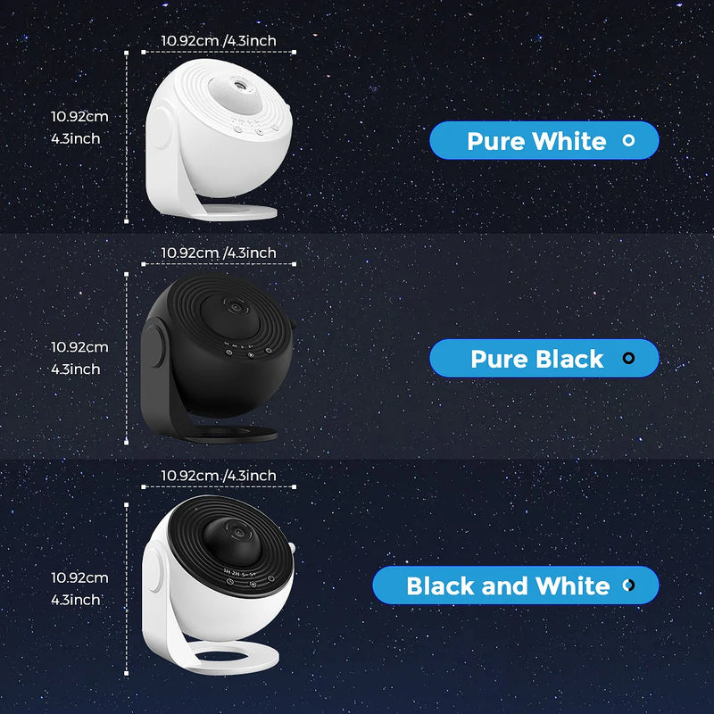 Projecteur planétarium globe – trois coloris : blanc, noir et blanc et noir, avec la taille de 10,92 cm