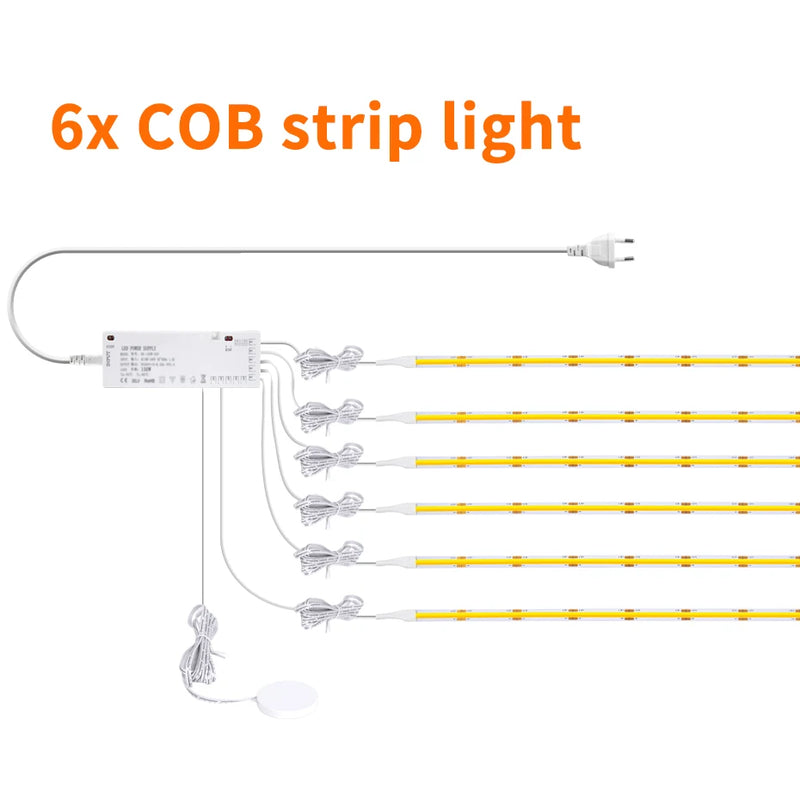 Ruban LED COB 24 V tactile – kit de six rubans avec boîtier et capteur