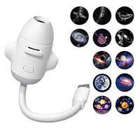 Mini projecteur d'étoiles USB en forme de fusée – lampe en forme de fusée et 12 films