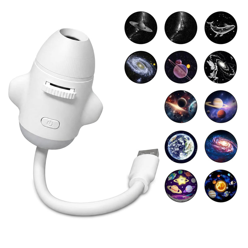 Mini projecteur d'étoiles USB en forme de fusée – lampe en forme de fusée et 12 films