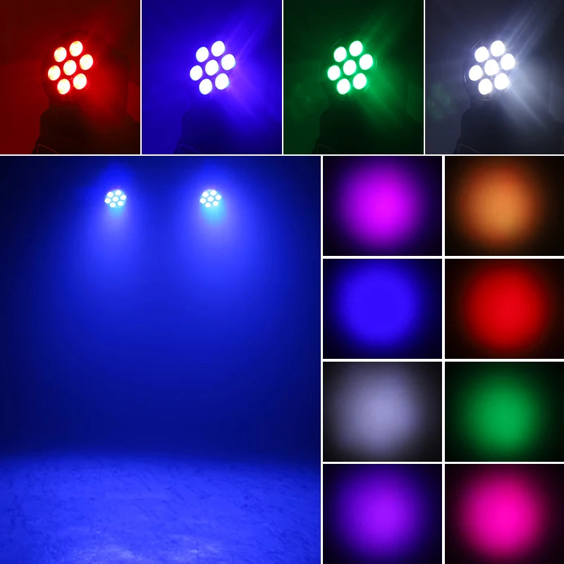 Mini lyre LED wash 7 LED RGBW – couleurs projetées sur une scène