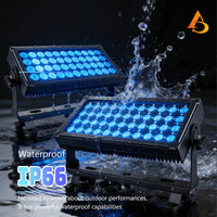 Projecteur LED extérieur pixel RGBW 44 x 10 W IP66, DMX512, avec ou sans lumière auxiliaire