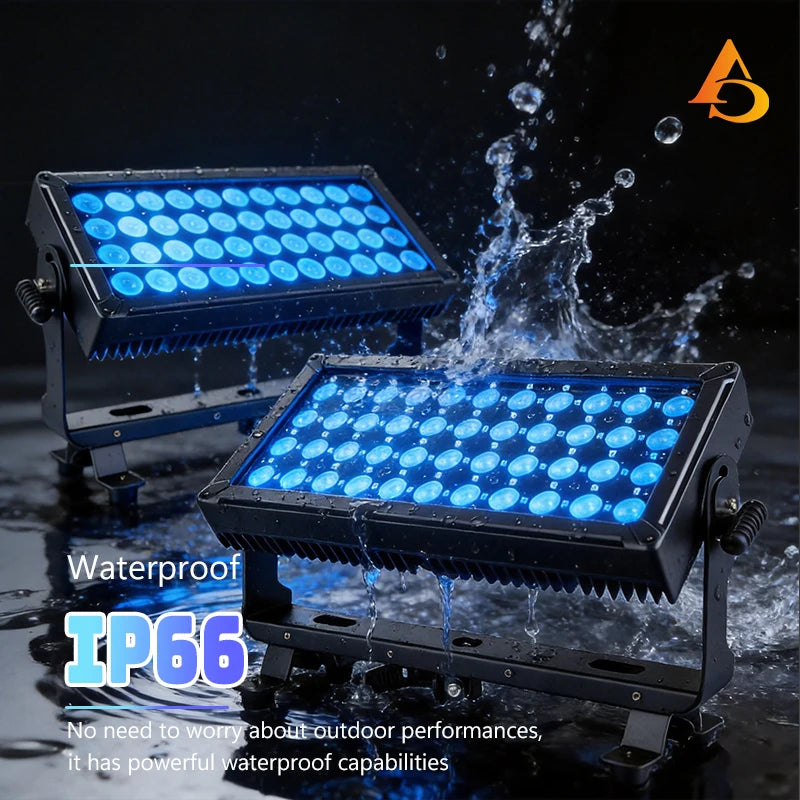 Projecteur LED extérieur pixel RGBW 44 x 10 W IP66, DMX512, avec ou sans lumière auxiliaire