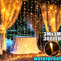 Rideau lumineux stalactites LED blanc chaud, 8 modes, 3 à 12 m