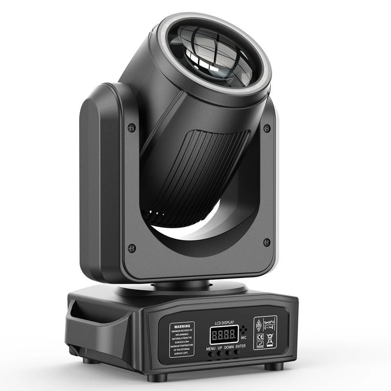 Lot de 2 lyres LED beam 150 W à anneau halo RGB, prisme 18 facettes