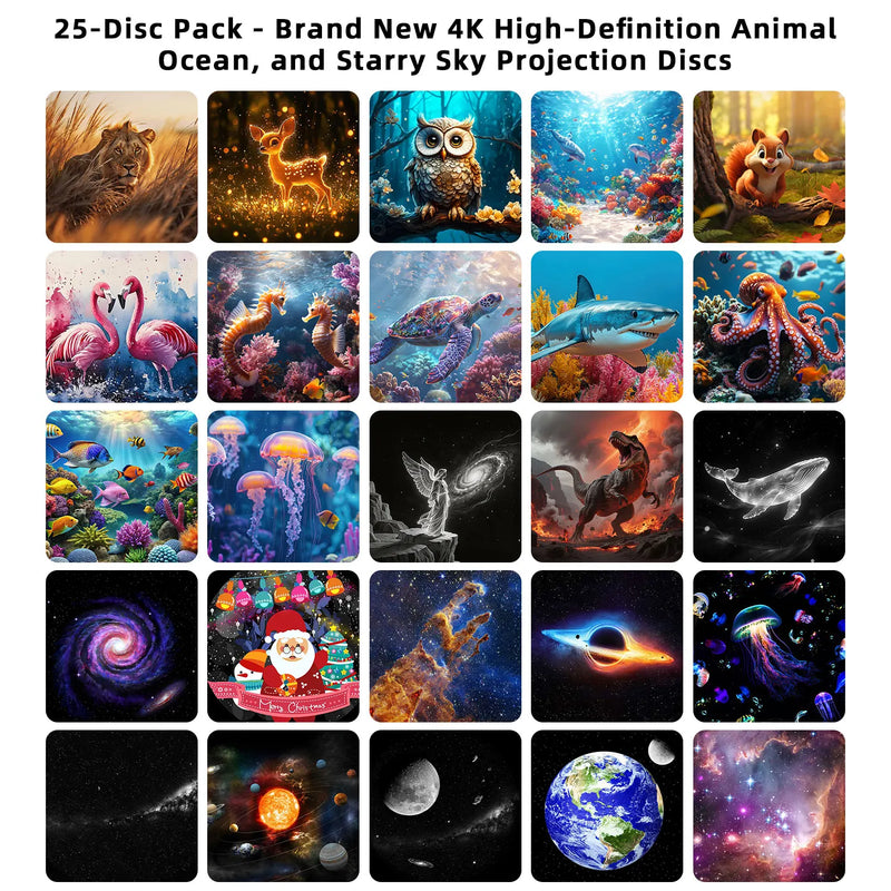 Projecteur de planétarium – planche des 25 disques : océan, animaux et espace