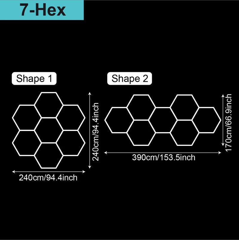 Plafonnier hexagonal LED – modèle de 7 hexagones, formes d'assemblage au choix