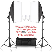 Kit éclairage continu softbox 50x70 cm – kit à 2 softbox avec 2 ampoules LED 20 W et sac