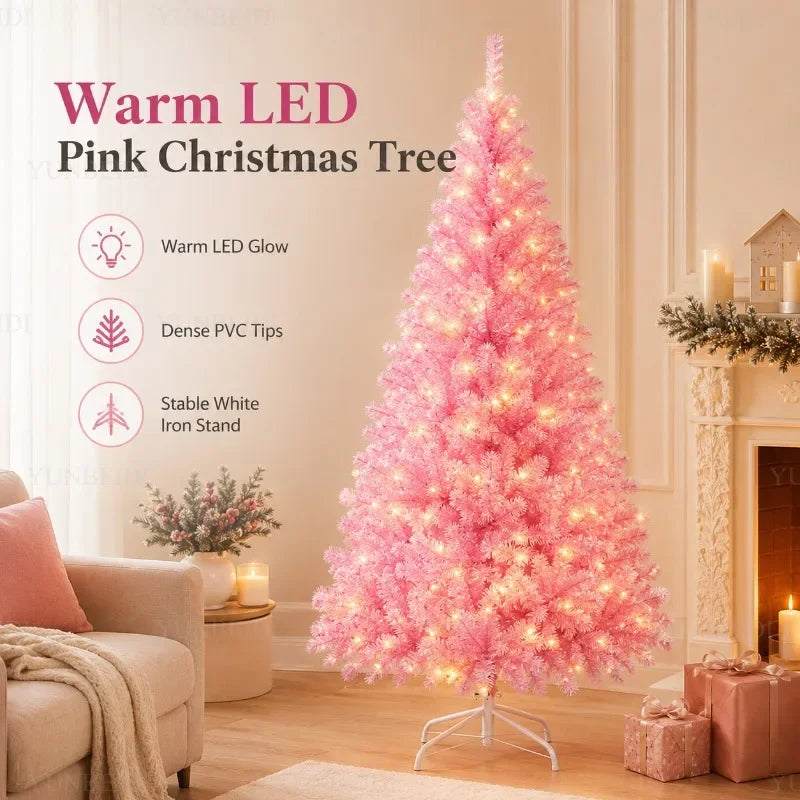 Sapin de Noël rose en PVC – vue 14
