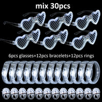 Lots de lunettes, bracelets et bagues lumineux LED blancs pour mariage, de 20 à 50 pièces