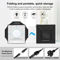 Boîte à lumière photo 40 cm – tente pliable, rangement et alimentation