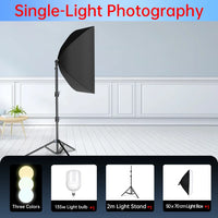 Kit studio photo softbox 50x70 cm, pied 2m, 1 à 3 lumières