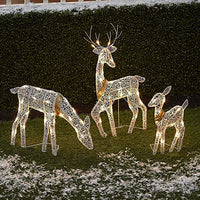 Renne lumineux de Noël, famille de 3 pièces en métal avec LED