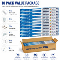 Lot de 10 tubes LED en V T8 de 60 à 240 cm pour garage et atelier