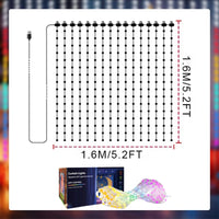 Rideau lumineux de Noël pour façade – schéma des dimensions 1,6 x 1,6 m