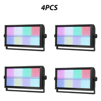 Lot de 4 stroboscopes LED RGB 200 W, 864 LED et 96 LED blanches, DMX