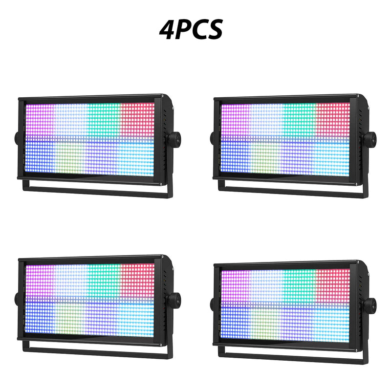 Lot de 4 stroboscopes LED RGB 200 W, 864 LED et 96 LED blanches, DMX