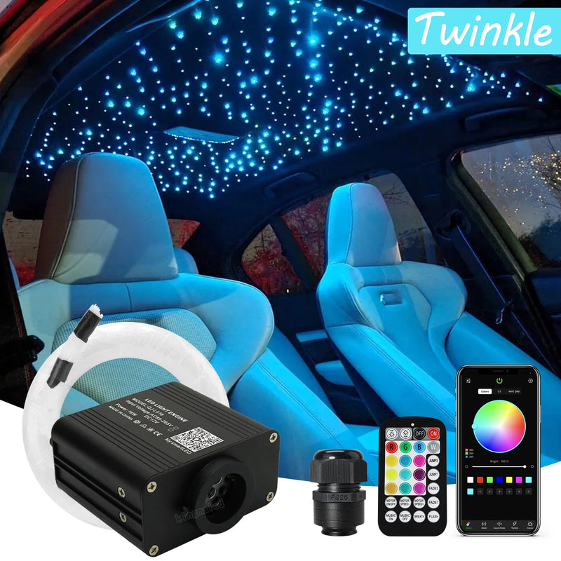 Kit plafond étoilé fibre optique RGBW 16 W, application Bluetooth et télécommande