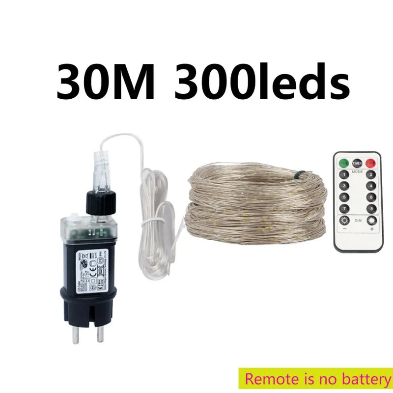 Guirlande lumineuse extérieur micro LED fil argenté, télécommande, 10 à 200 m