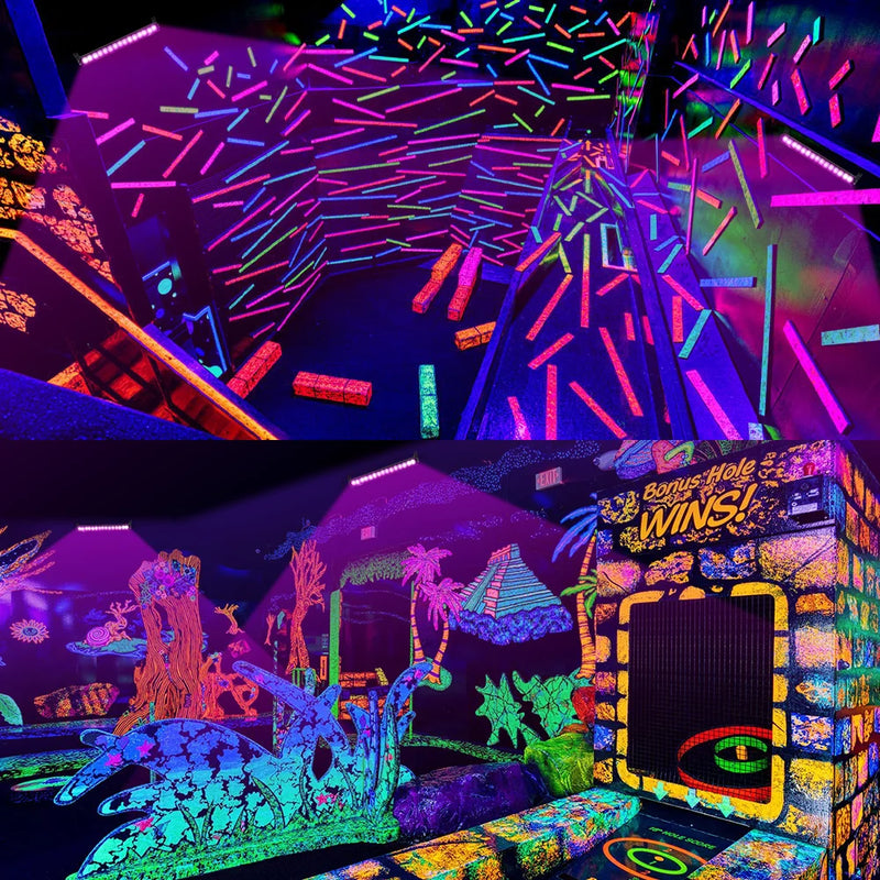 Barre lumière noire UV 40 LED – décors fluorescents révélés par la lumière noire