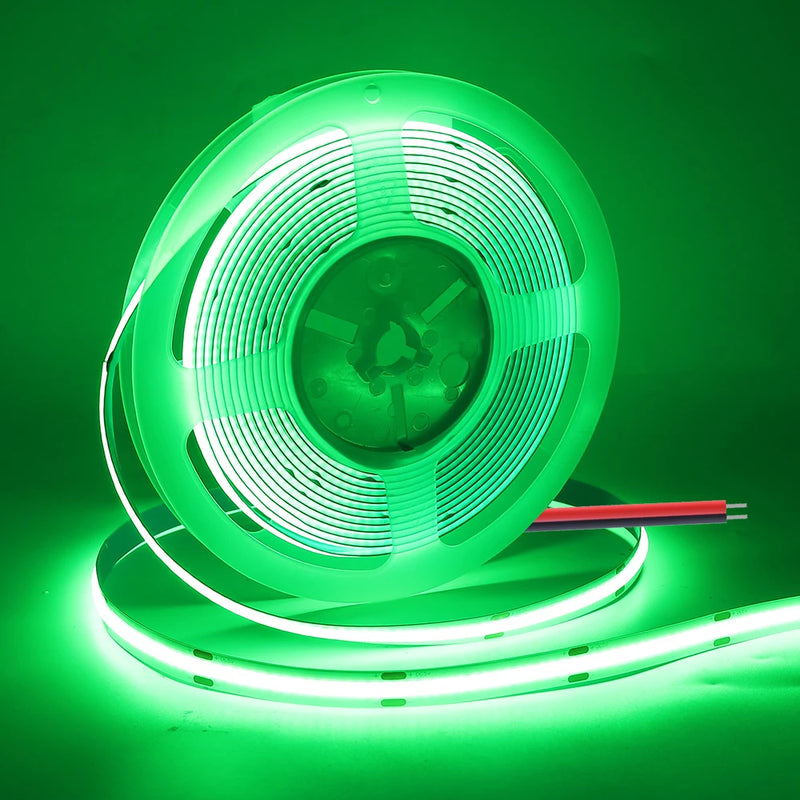 Bande LED COB ultra-fine – rouleau allumé en vert