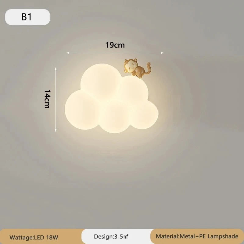 Applique murale nuage LED 18 W pour chambre d'enfant, cœur ou couronne