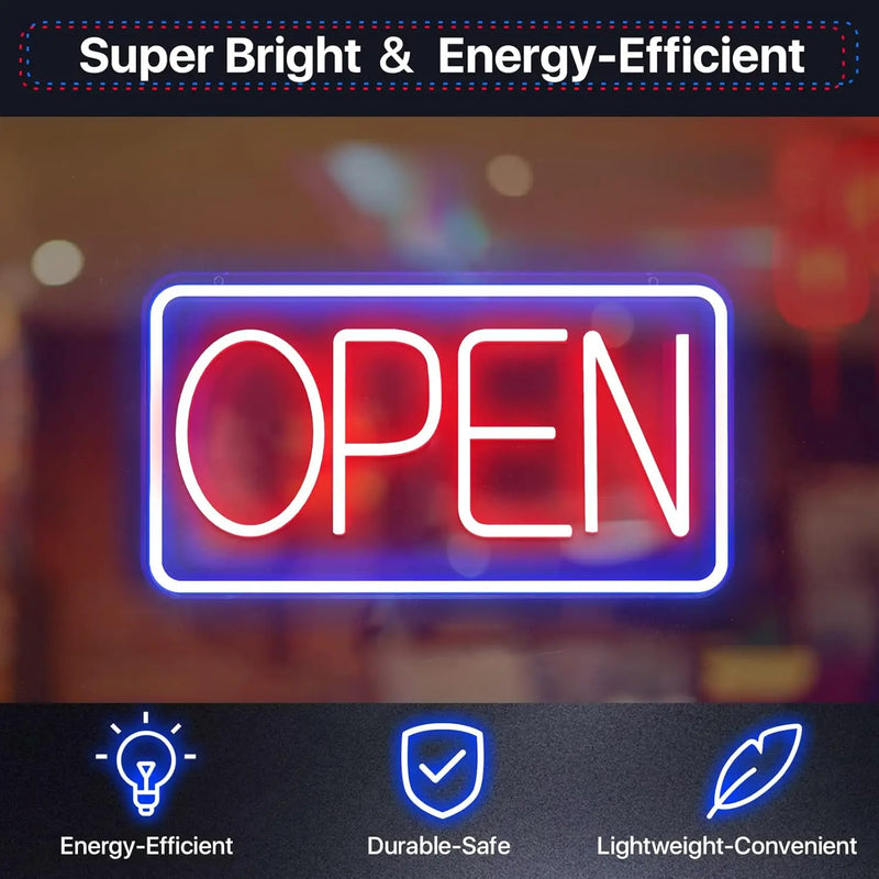 Panneau lumineux ouvert à cadre en néon LED USB, gradateur, 7 modèles