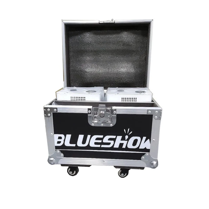 Machine à étincelles froides 750 W – deux machines blanches dans un flight case ouvert